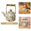 Elegant Enamel Teapot with And Floral Pattern; for Home, Office Cafe