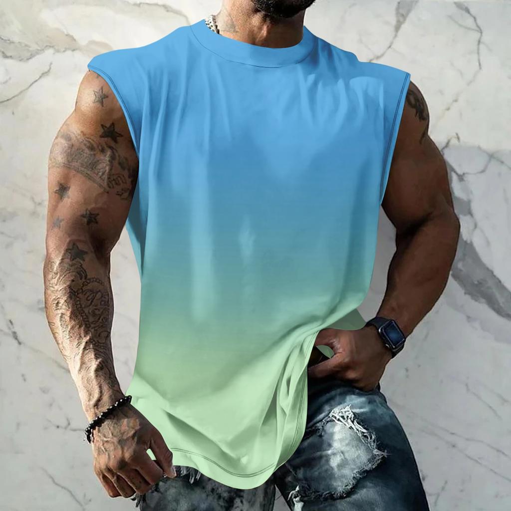 Men Sleeveless Tank Top Muscle Shirt Casual Loose Fit Basic Plain Undershirt Summer Sportswear Workout Gym Vest