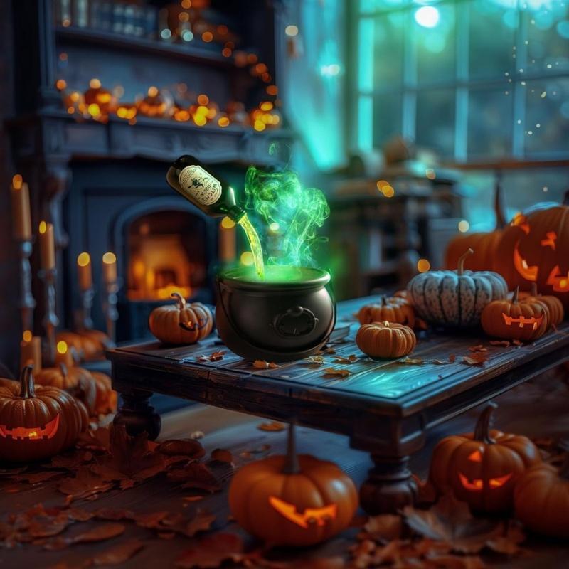 Halloween Black Witch Bowl Magic Float Bottle and Diffuser Horror House Decoration Hocus Pocus Party Scary Props Halloween Decor