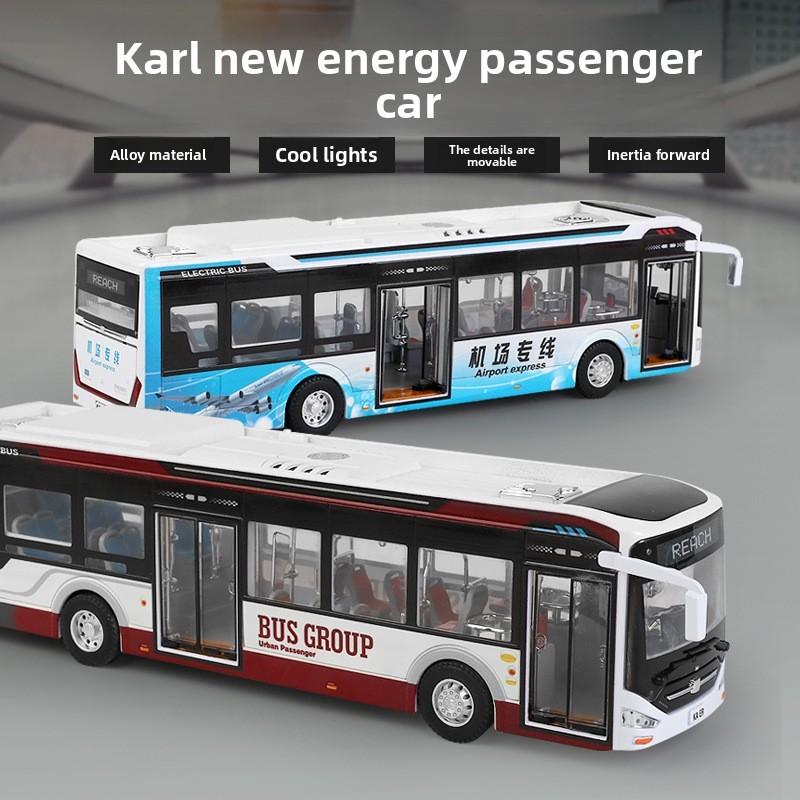 Model Bus Alloy Toy With Sound Light And Opening Windows For Children Play
