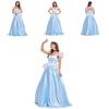 Stunning Adult Cinderella Princess Dress In Elegant Blue Polyester For Halloween Parties