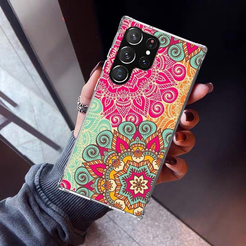 Totem Mandala Colorful Flower Phone Case For Samsung Galaxy S23 S24 S25 Edge S26 Ultra S22 + S21 Plus S20 FE Cover Silicone Prin