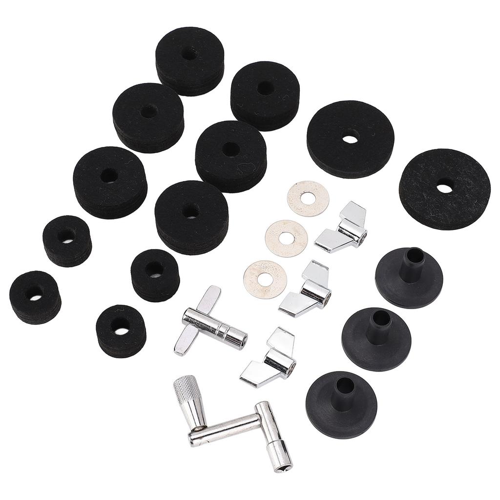 23 Pieces Cymbal Replacement Accessories Non Slip 2.5cm 4cm 5cm Felt Pads   Cymbal Sleeves Nuts Washers Base Set