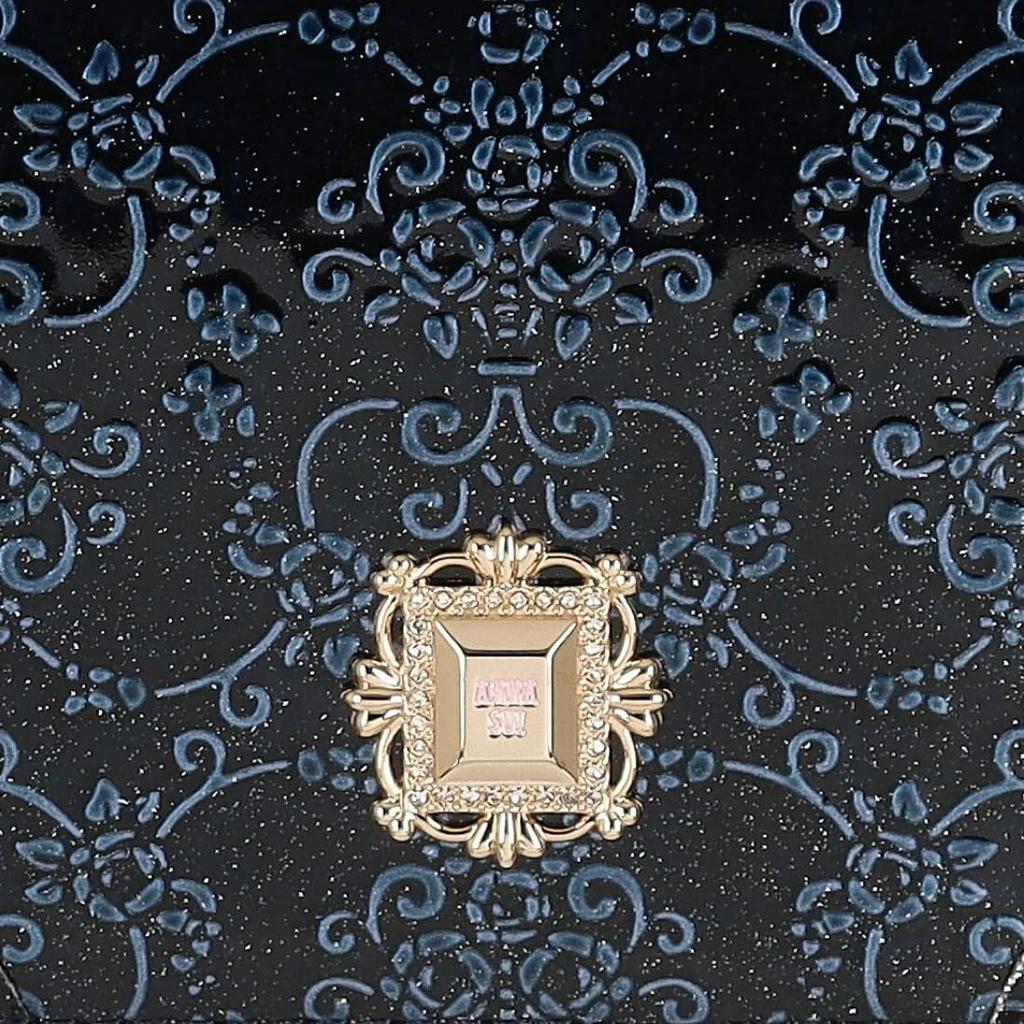 ANNA SUI Roomy Clasp Flap Long Wallet [New Color] Women's Wallet with Bill Compartment and Card Slots, Large Capacity, Clasp Closure, 317971 Navy