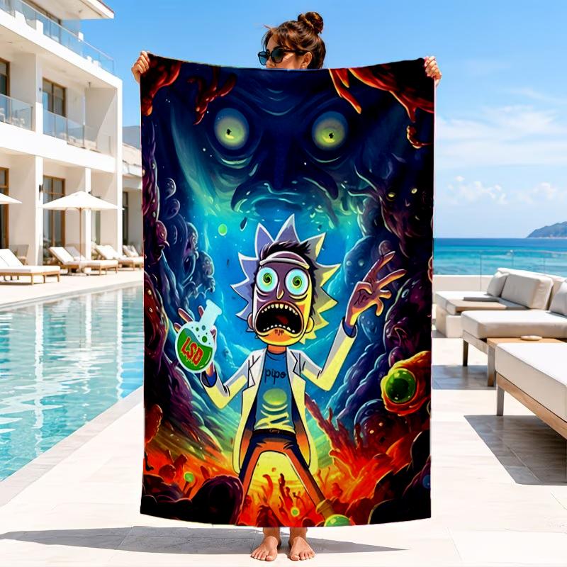 Space Adventure Rick Beach Towel, Microfiber Beach Towel, Perfect For Pool, Beach, Travel, Home Decor Beach Party Fan Gifts