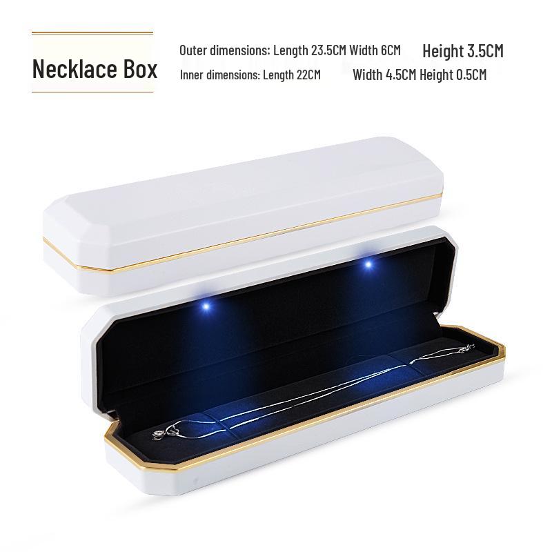 LED Light Lacquer Jewelry Box for Pendants, Bracelets, Rings, Charms, Bangles, Diamonds, Necklaces, and Couple Rings.