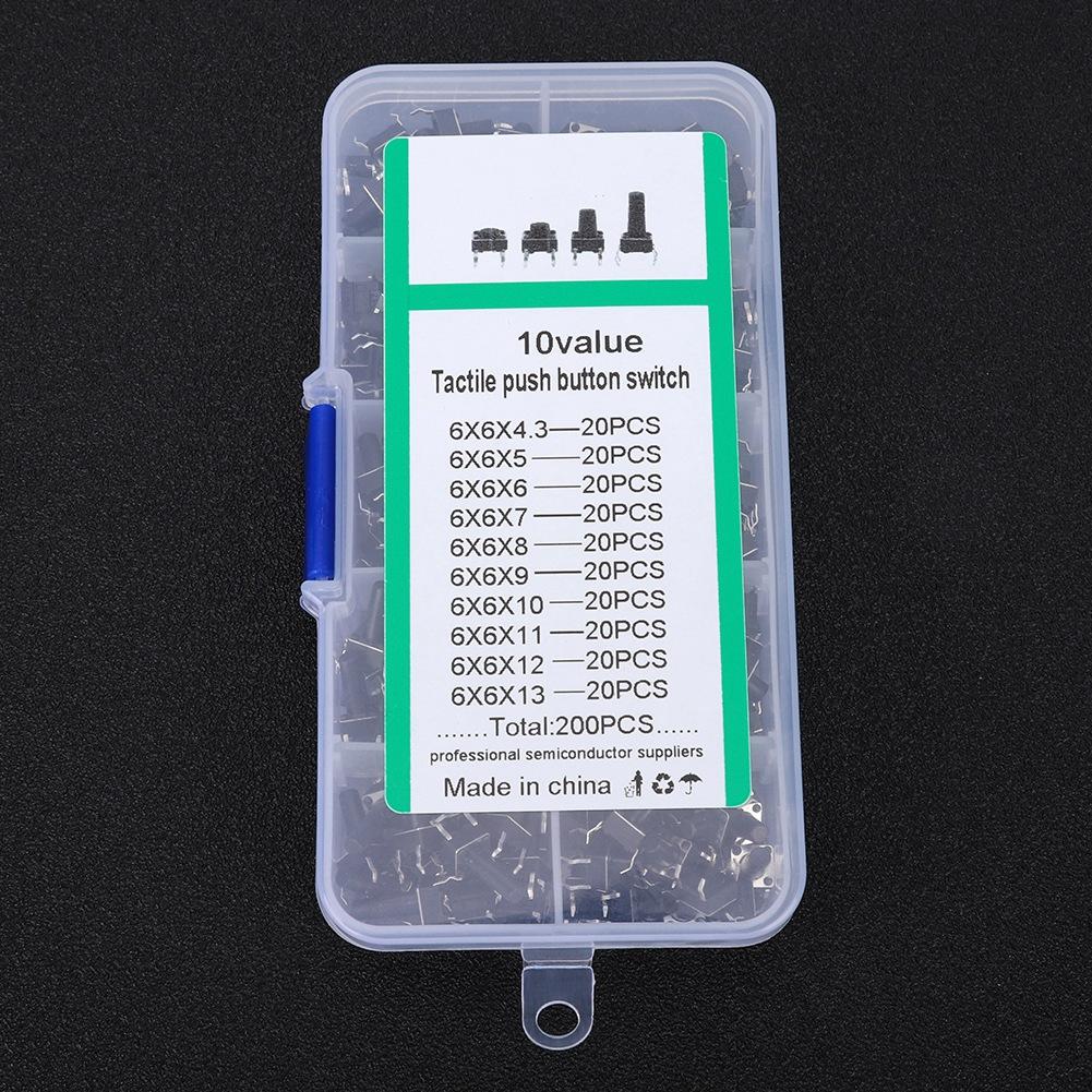 200PCs Tact Switch Kit Industrial Accessory Hardware Parts 10W Flick Interrupter Kits200PCs