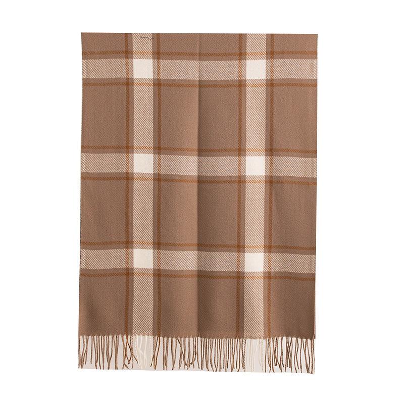 Imitation Cashmere Scarf for Women in Autumn and Winter New Warm Scarf with Large Square Lines Japanese and Korean Small Fresh Outer Shawl