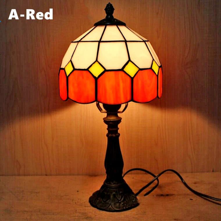 Retro Stained Glass Table Lamp E27 Colorful Art Lampshade Mediterranean Style Baroque Table Light Bedroom Bedside Decor Lighting