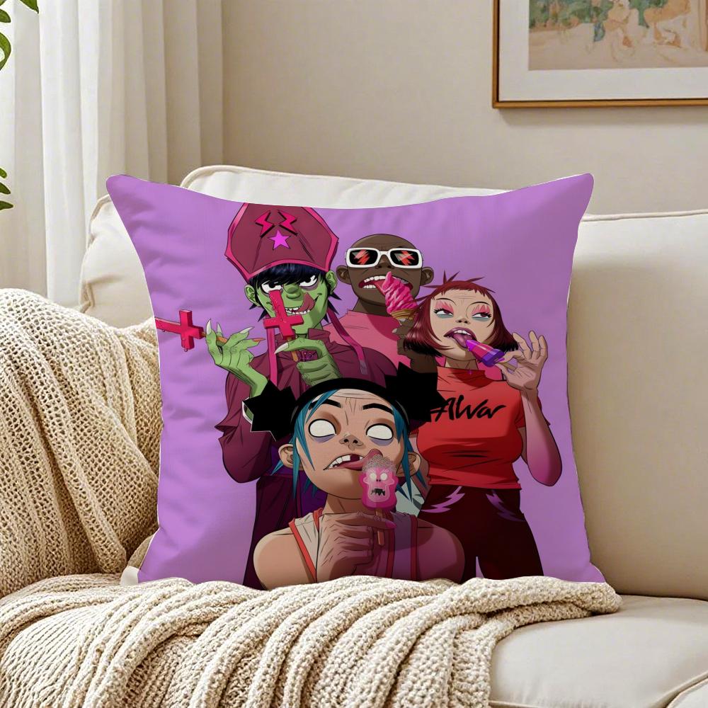 Feel Good Simple Fashion G-Gorillaz Music Cushion Cover Linen Pillowcase Soft For Sofa Bed Home Room Decor