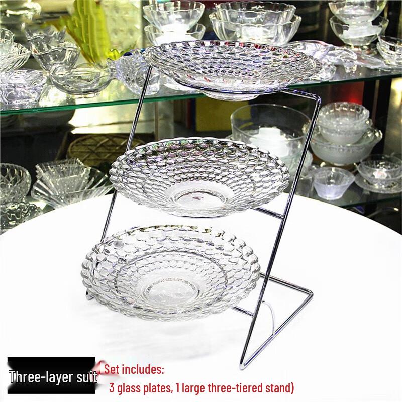 PYTHONIC Commercial Glass 3-Tier Buffet Display Set