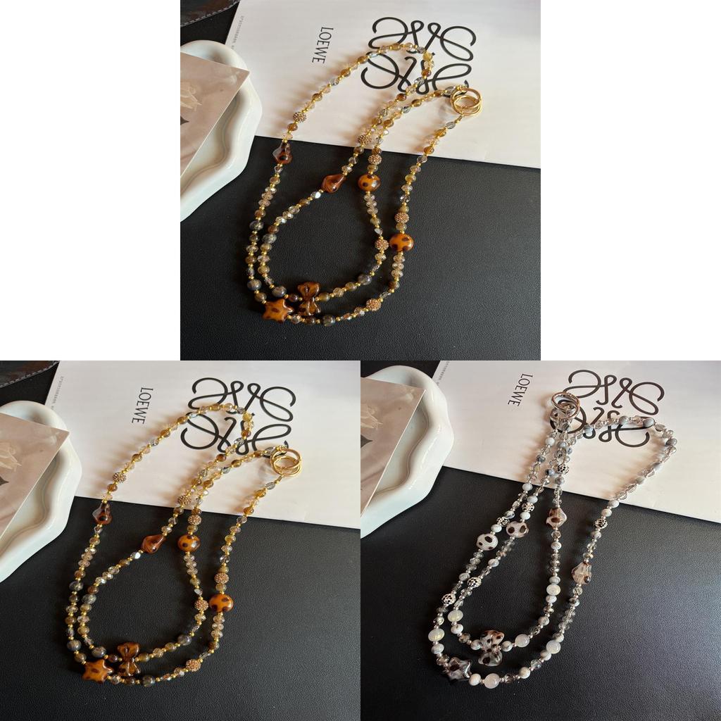 Leopard Print Butterfly Knot Phone Chain With Beaded Keychain For Women And Men
