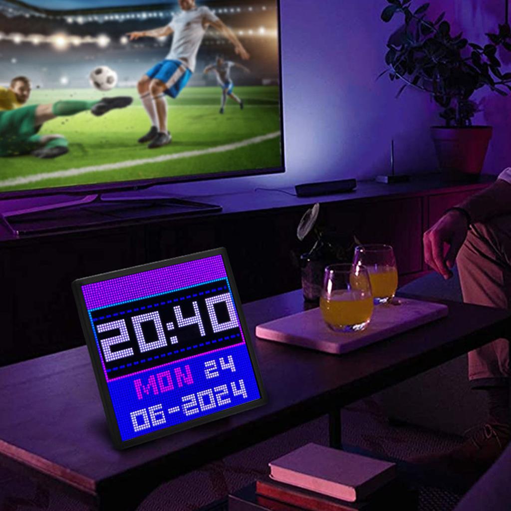 Pixel Digital Photo Frame Wall Mount Desktop 64x64 LED Panel Display Frame with APP for Game Room Decor