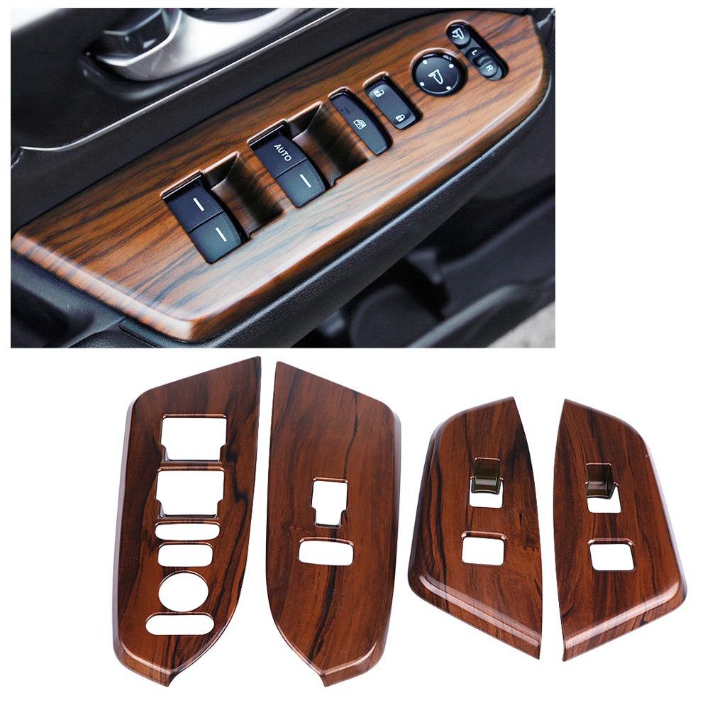 4Pcs Interior Inner Window Switch Panel Cover Tirm for Honda CRV 2017 (Peach Wood Grain)