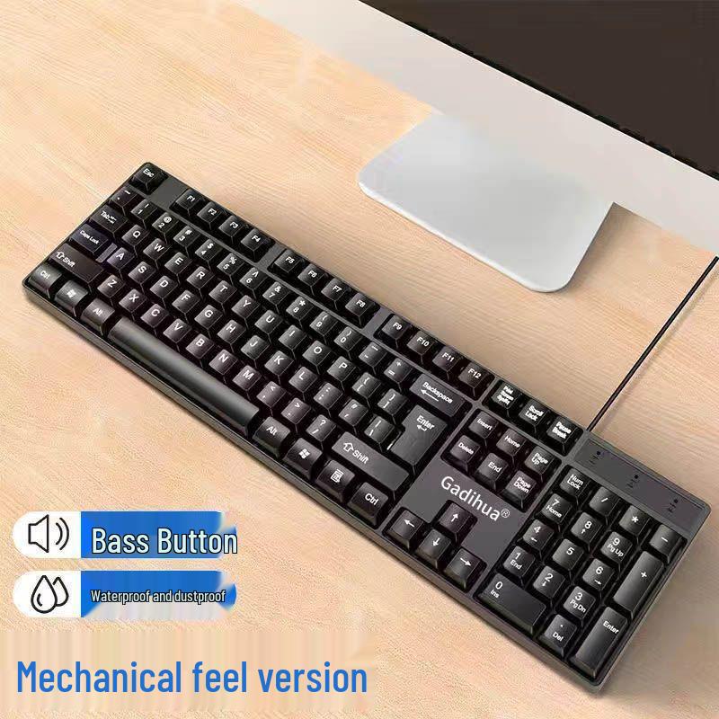 Silent Mechanical-Feel Wired Keyboard & Mouse Gaming Set (3-Piece, Universal for Computers & Laptops)