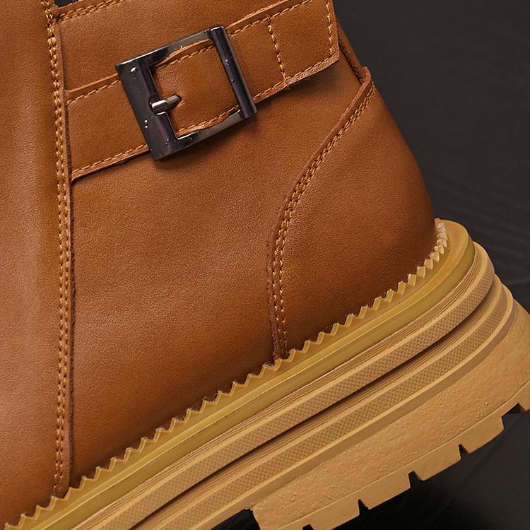 Pánské kožené Chelsea boty bez tkaniček - Kotníkové, Britský styl, s vnitřním zvýšením výšky a teplem Martinových bot.