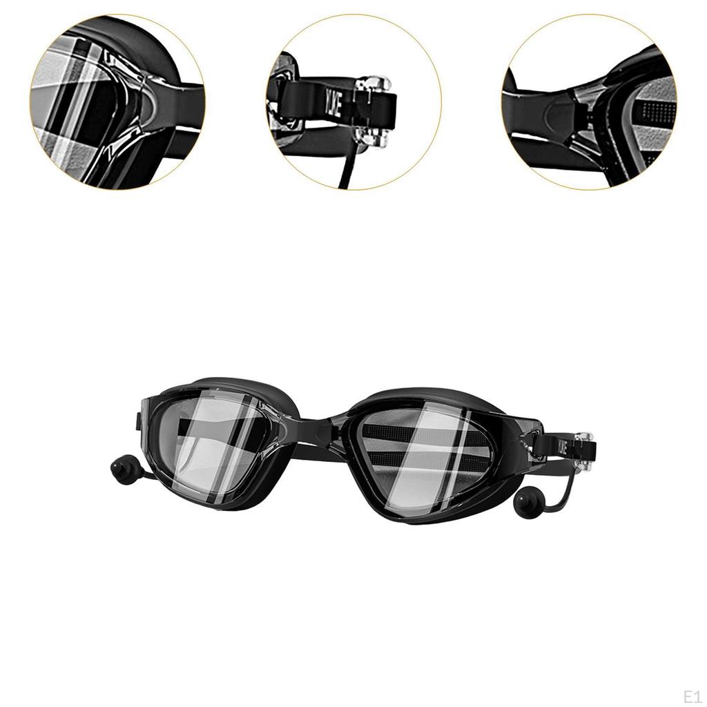 Schwimmbrille mit Ohrstöpsel Brillen Komfortable Gläser Weite Sicht Schwimmen