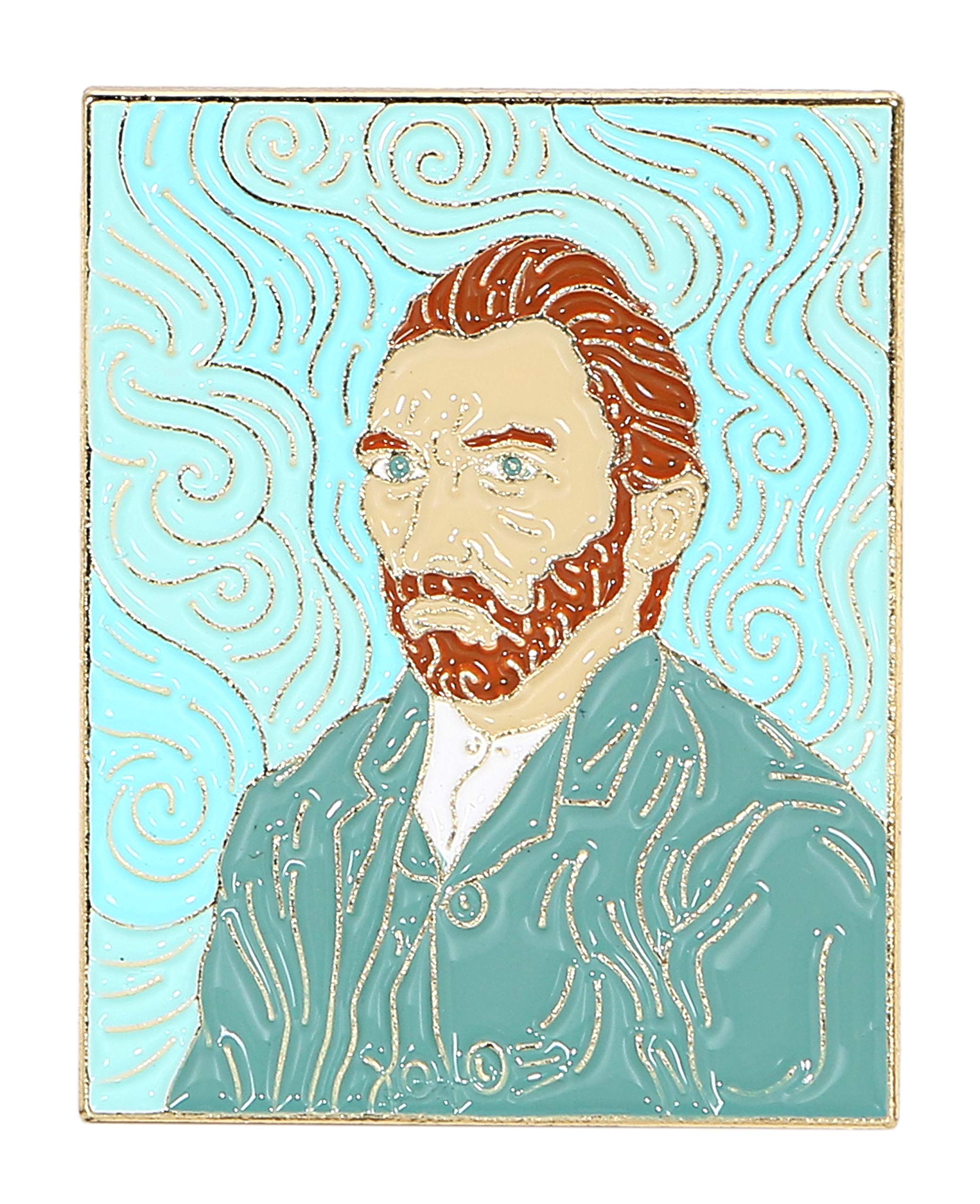 Van Gogh Self-Portrait Pin, Painting Motif, Art Design, Butterfly Clutch, Alloy, Stylish Accessory, Gift