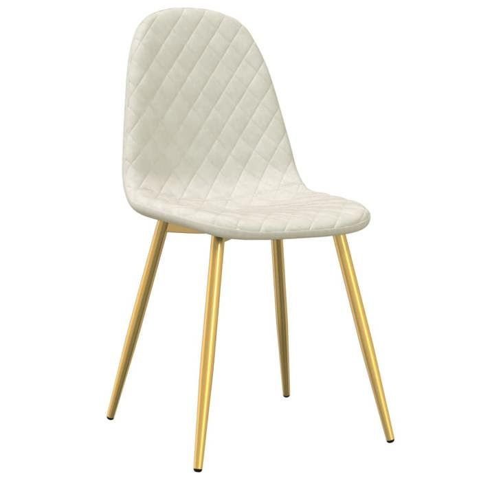 Chaises à manger - vidaXL - Lot de 2 - Crème velours - Tissu - Scandinave - Moderne