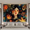 Bohemian Floral Woman Tapestry Wall Decor Large Size Mystical Tropical Art Boho Bedroom Living Room Backdrop 150x300cm