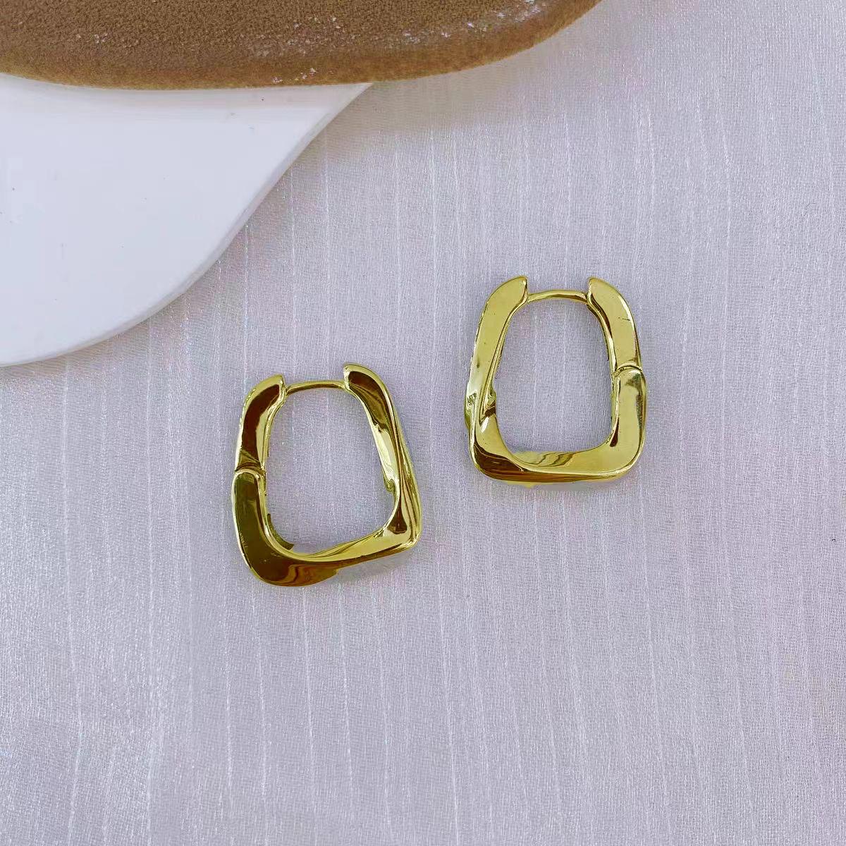 Европейские и американские простые гладкие кольца геометрические серьги-гвоздики серьги дизайн продвинутое чувство серьги 2025 новый взрыв