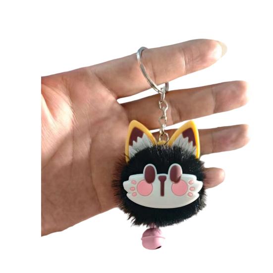 Sleutelhanger Hanger met Bel Bont Vos Gezicht Roze Pootafdrukken Zacht Pluche Sleutelhanger Tassen Rugzakken Decoratieve Accessoires