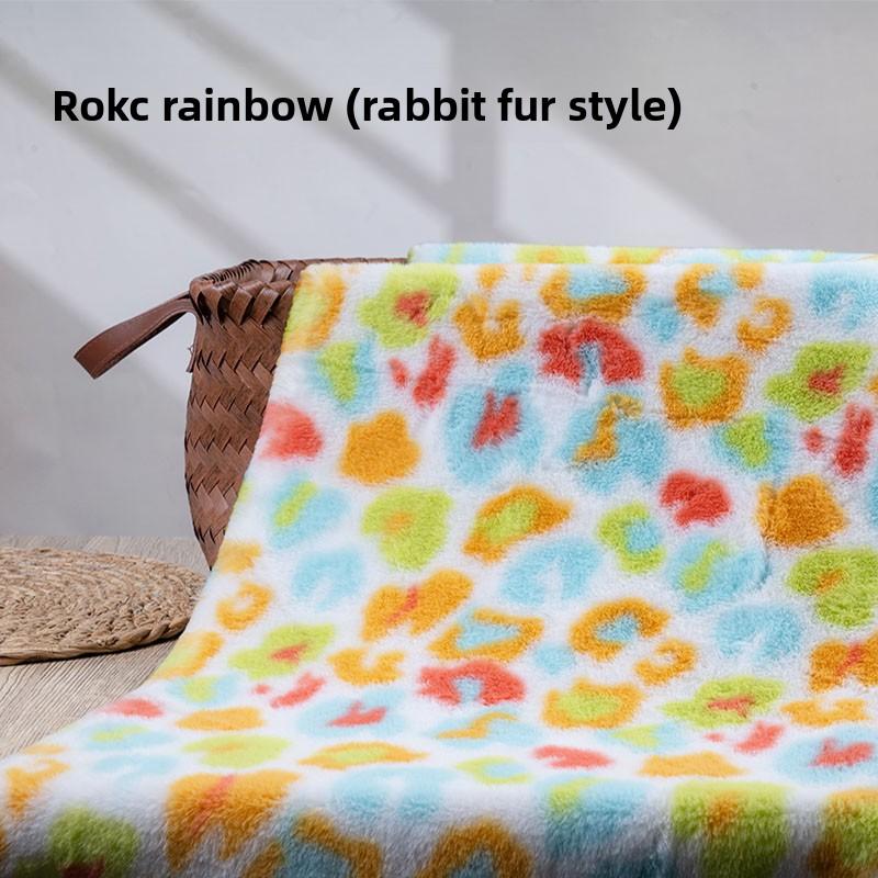 Rainbow Tie-Dye Plush Fabric By The Meter for DIY Toy Blanket Pillow Carpet Doll Sofa Hat Sewing Imitation Rex Rabbit Fur Cloth