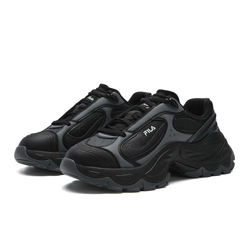 Fila SOFIA 4 Cushioning Abrasion Resistant Height Increasing Low Top Chunky Sneakers Women's Black F12W611131FBS
