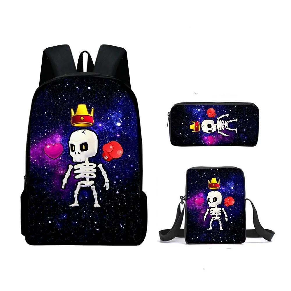 My Singing Monsters Backpack Set 3-in-1 Cartoon School Bag for Kids Boys Girls with Pencil Case and Crossbody Bag