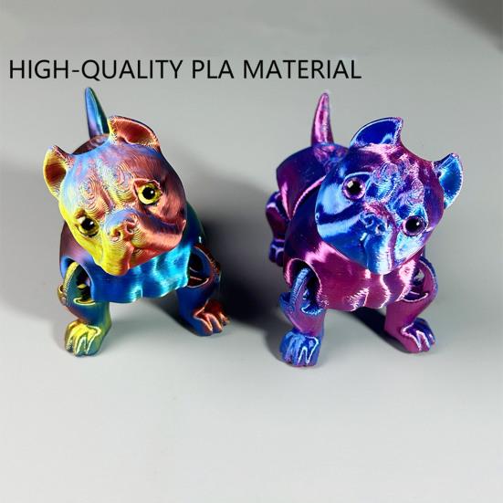 Figurka Buldoga Drukowana 3D Z Ruchomymi Stawami Figurka Psa Model Szczeniaka z Artykulacją Zabawka Fidget Dekoracja na Półkę Domową Biurową Ozdoba