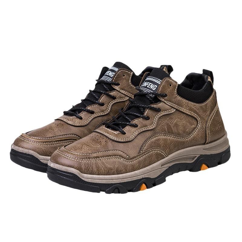 Autumn and Winter Men's Shoes New Single Cotton Casual Leather Shoes Trendy Travel Sports Shoes Fashionable Mountaineering Shoes