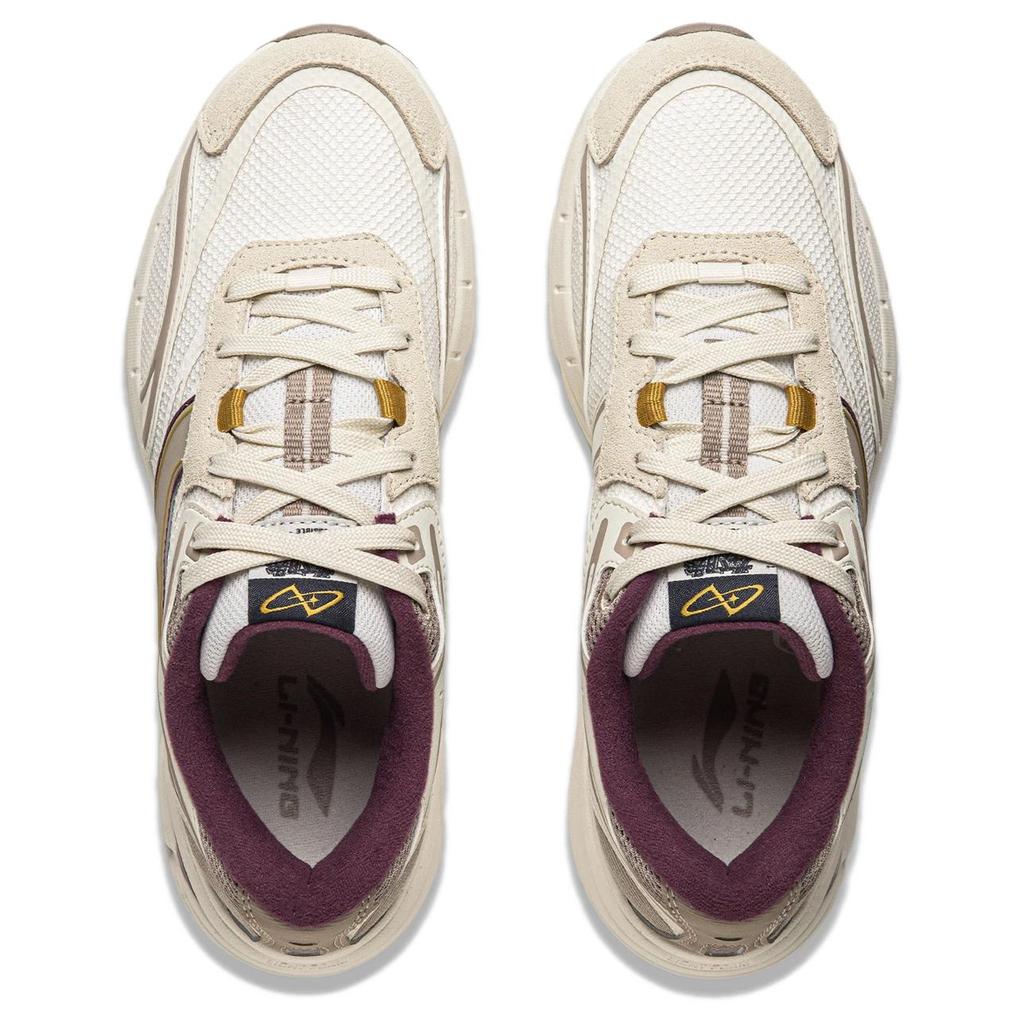 Li Ning P1000 Simple Comfortable Rebound Shock Absorption Low-Top Casual Running Shoes Women sneaker Off-White Cream Dust AGCU412-2