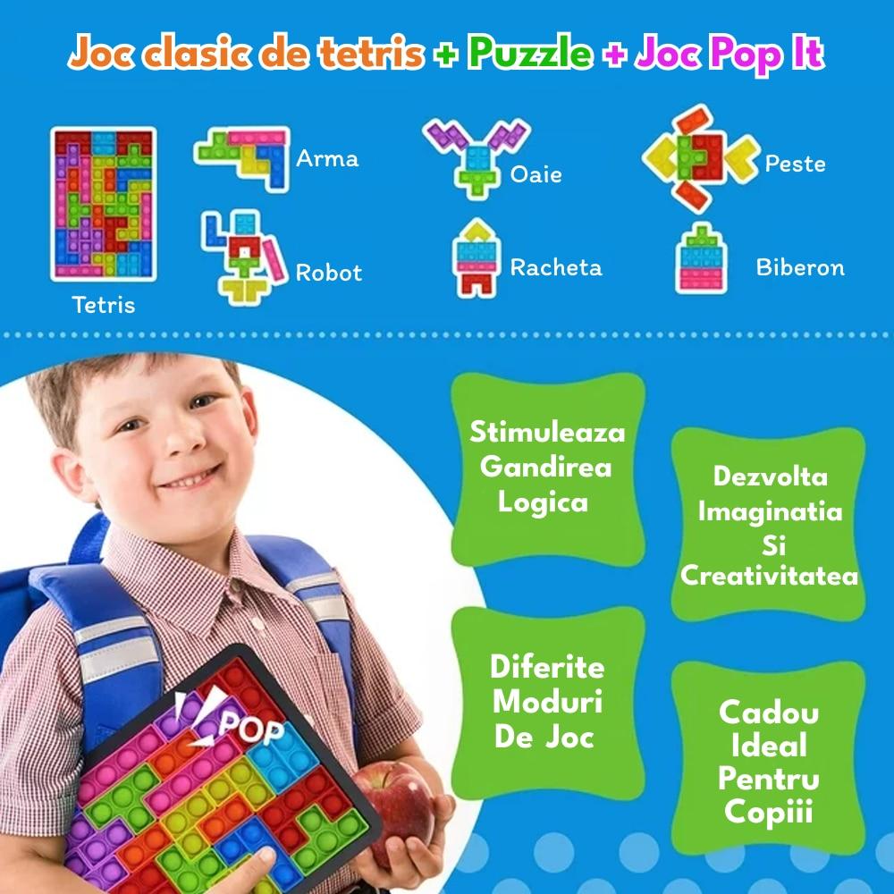 Classic Tetris Puzzle Pop It Fidget Toy, Colorful Silicone Pieces, Sensory Toy for Kids Ages 3+
