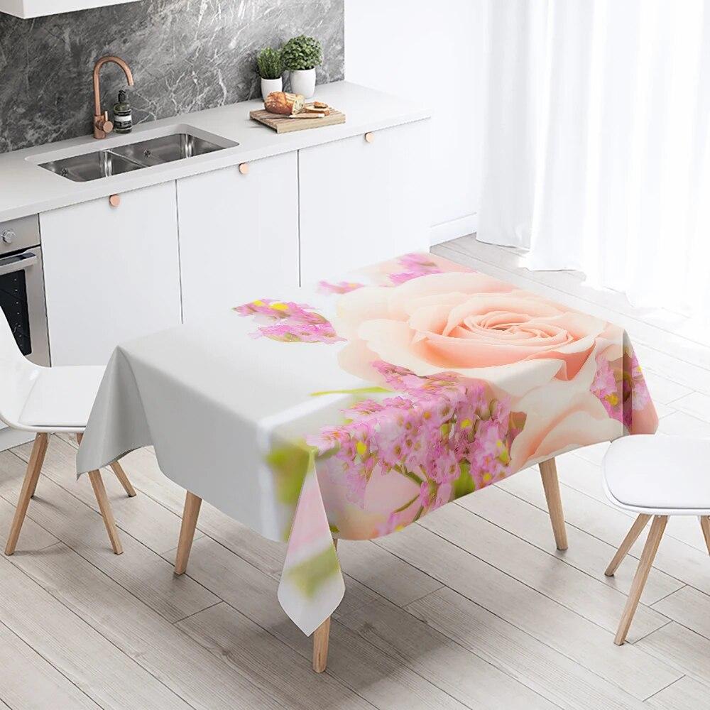 Blumentischdecke, Rose, Tulpe, Restaurant, Tischdekoration, Hochzeit, Antifouling, rechteckig