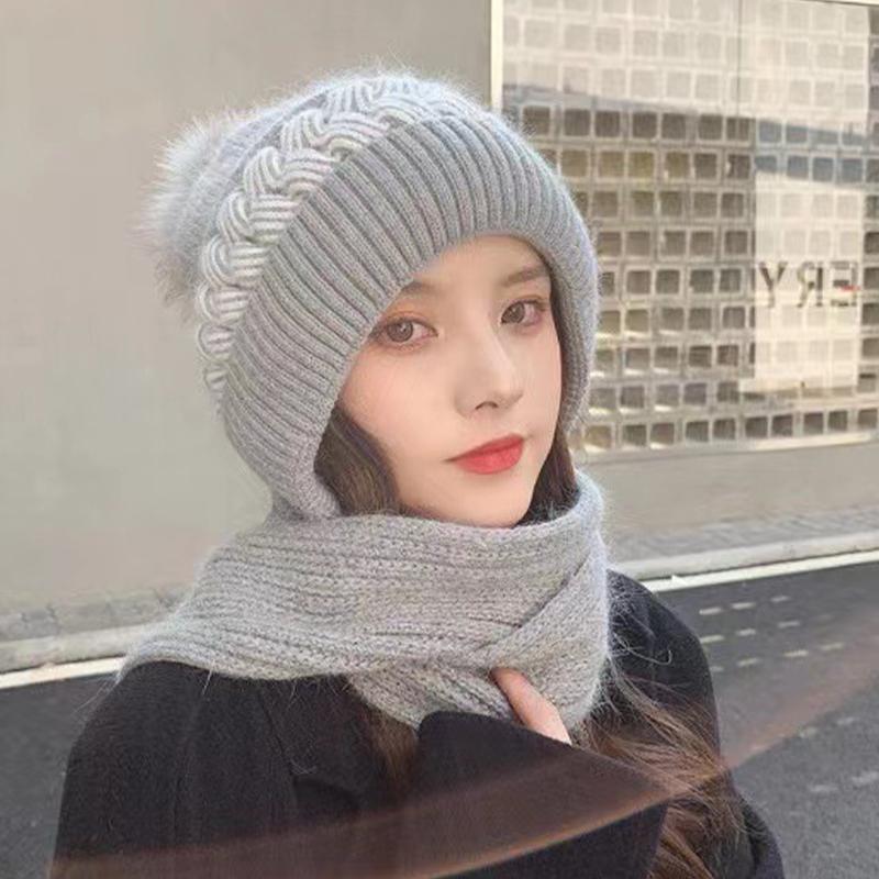 The New Hat Scarf Is Integrated And Thickened The Warm And Warm Winter Ears