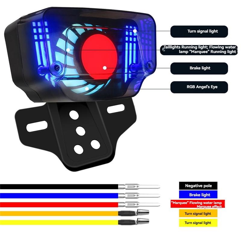Universal 12V Motorcycle LED Brake Tail Light Signal Light With Integrated License Plate Bracket