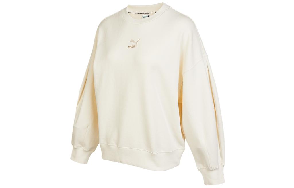 PUMA Sweatshirts Women s Ecru Crew Neck Moderate Regular 673570-99 XL