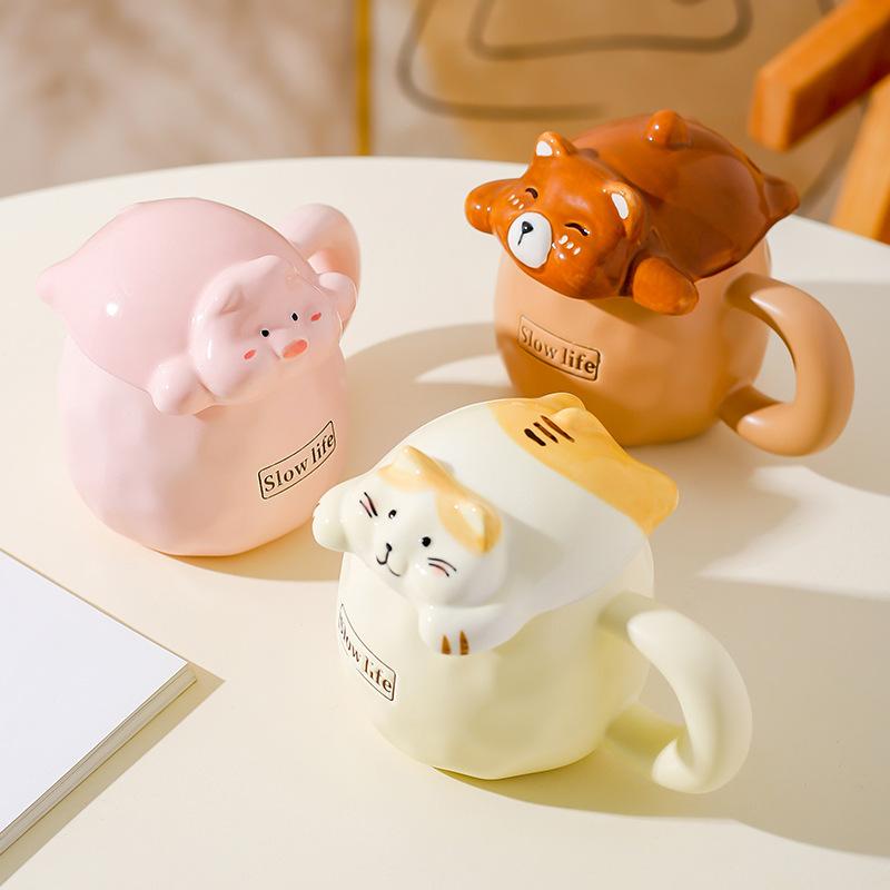 Creative Three Dimensional Cute Cartoon Ceramic Mug Girl Gift Cup Coffee Cup Water Cup Children Drinking Water Cup