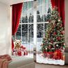 2 pieces - Christmas curtains   Christmas snow scene and tree polyester printed curtains   home decoration   room decoration