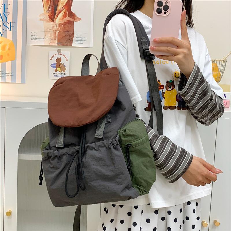 Schoolbag leisure college style student contrasting nylon backpack women's 1011 new fashion large-capacity mountaineering bag