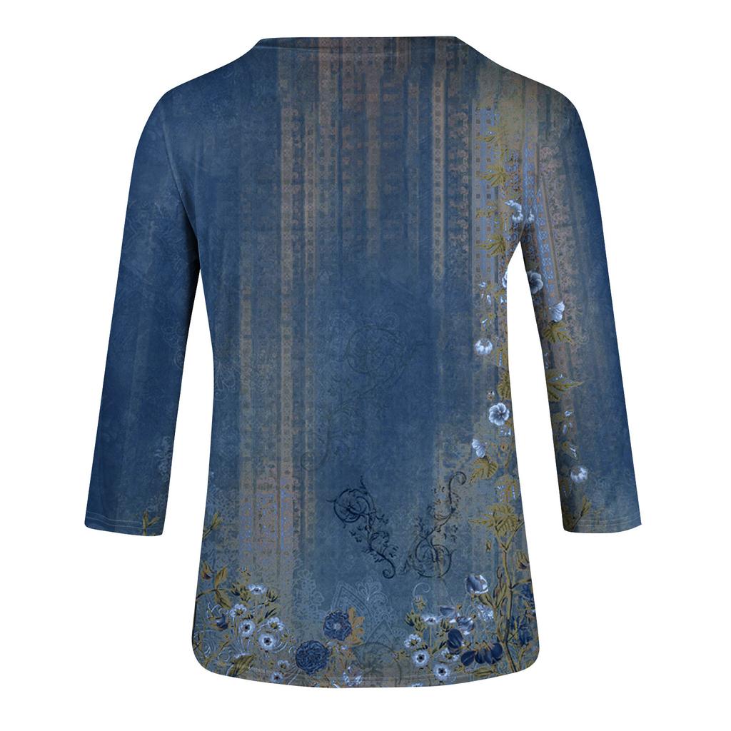 3/4 Sleeve Shirts For Women Cute Tops Graphic Tees  Blouses Casual Plus Size Basic Tops Pullover