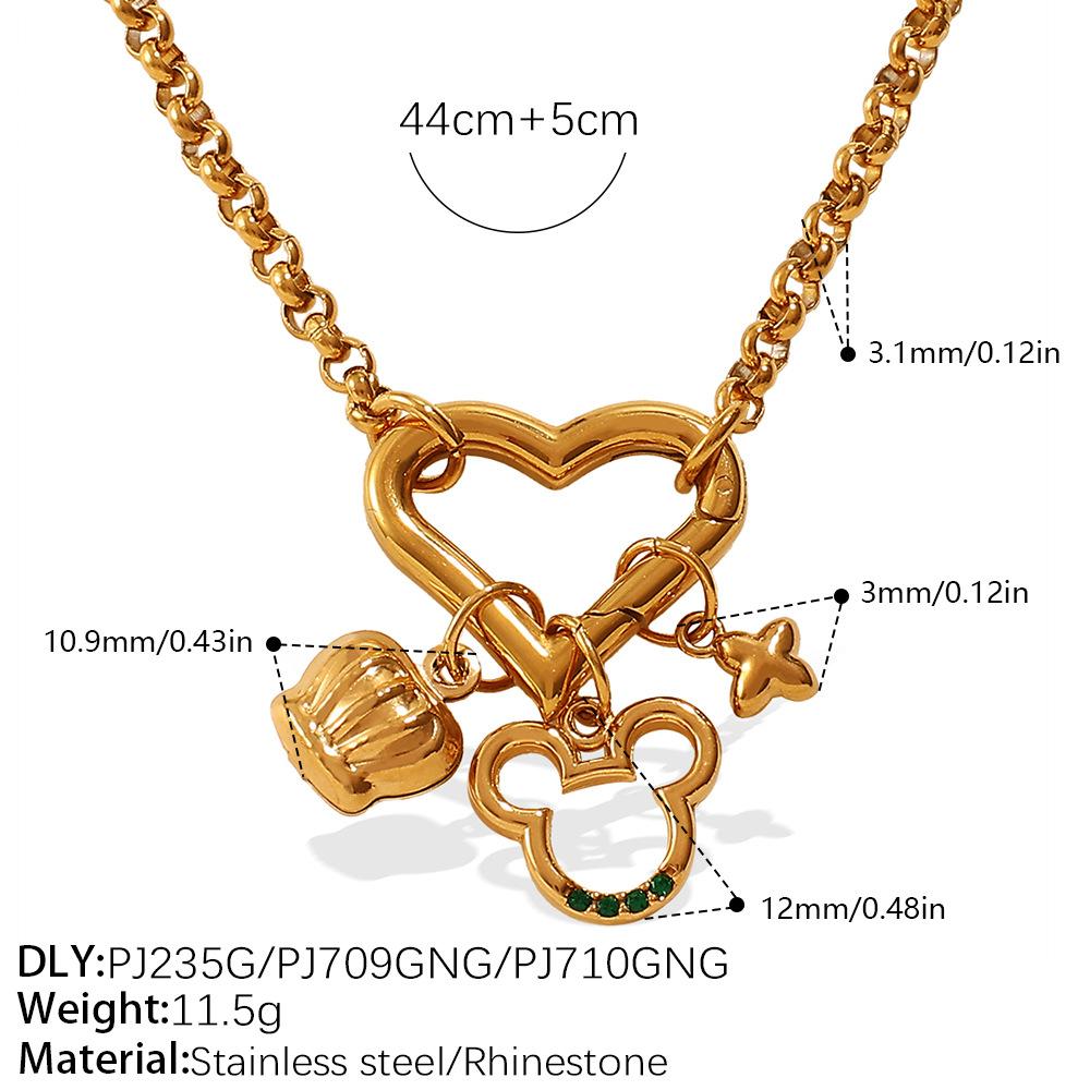 Stainless steel multi-element pendant DIY necklace heart-shaped pendant gold-plated oil drop pendant necklace