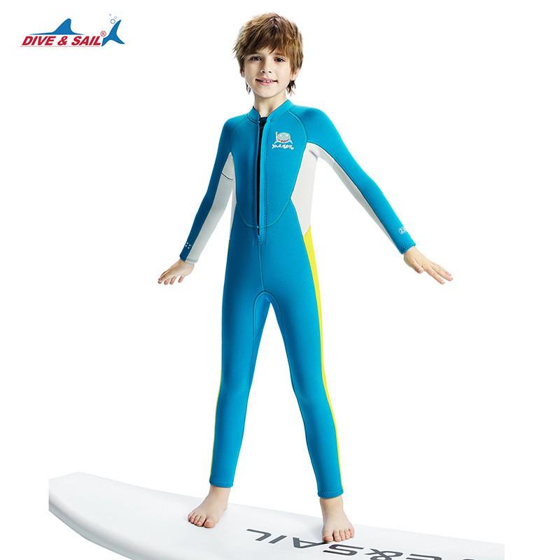 Kids 2.5mm Neoprene Wetsuit Snorkeling Diving Surfing Swimming Warm Full Body Suit Blue Yellow Red