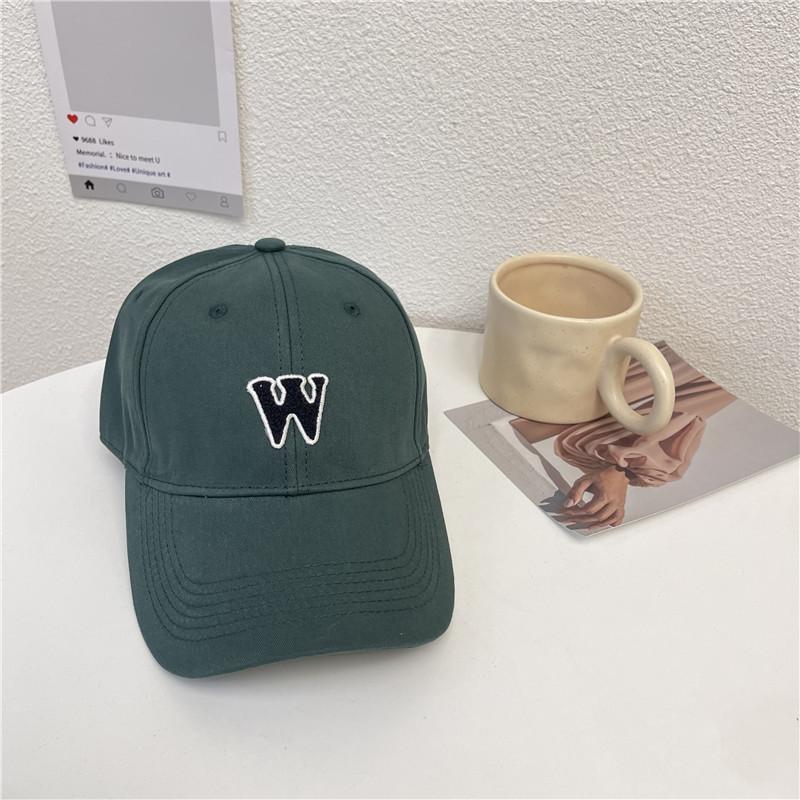 W letter deep top wide brim baseball cap sunshade women's spring and summer large head circumference peaked cap showing small face soft top men