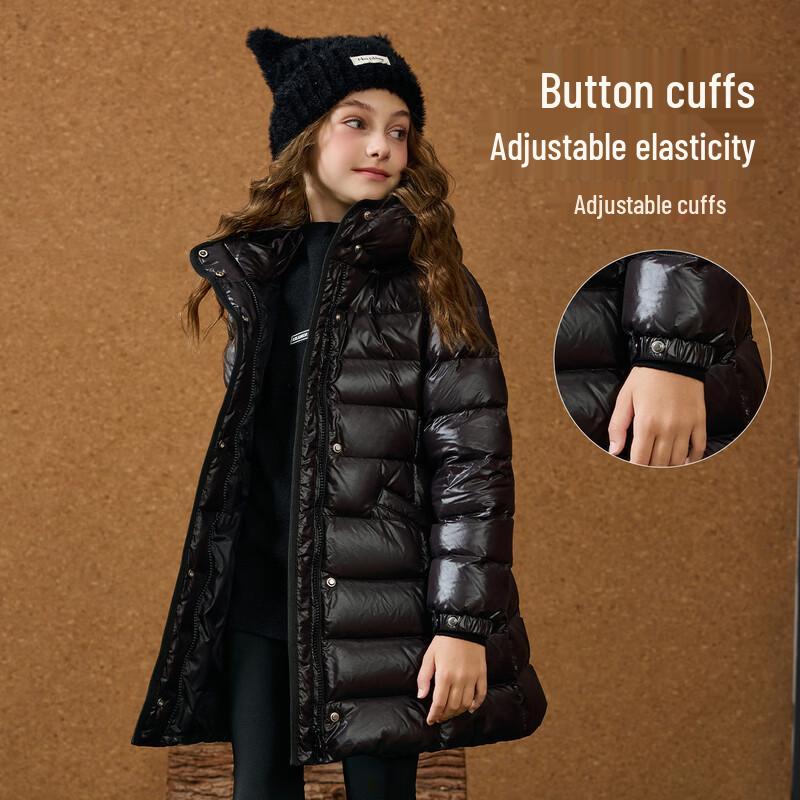 ASK JUNIOR Girls' 90% Down Shiny Waist-cinching Winter Puffer Jacket
