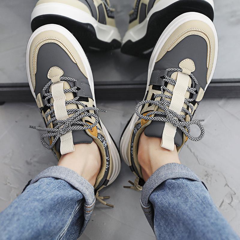 Fashion Men's Leather Sneakers Casual Shoes For Men Low-top Mixed Color Simple New Young Fashion Waterproof Hard-wearing Designed Shoe
