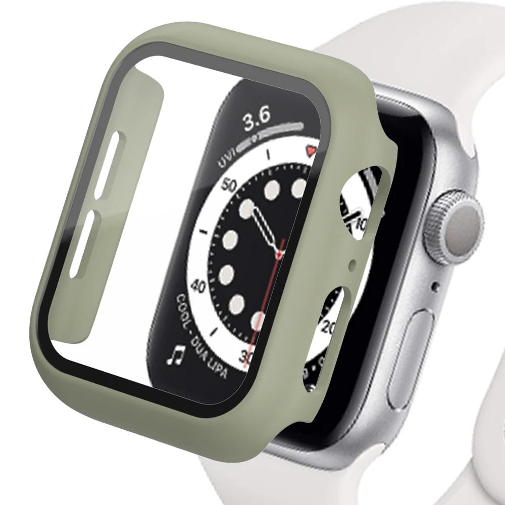 Glass+Matte Watch Cover for Apple Watch Case 45 41 44 40mm 42mm 38mm Bumper+Screen Protector for Iwatch SE 9 8 7 6 5 4 3 2 cover