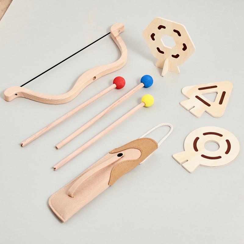 Baby Outdoor Sports Toys with 3 Suction Cup Arrows 3 Targets Kids Bow and Arrow Set Wooden Archery Toy Baby Finger Fine Movement