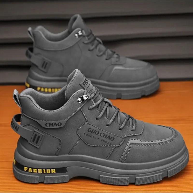 Men's Shoes With Thick Soles Height Increasing Sports Work Board Low Cut Martin Boots Casual Wear-resistant Workwear