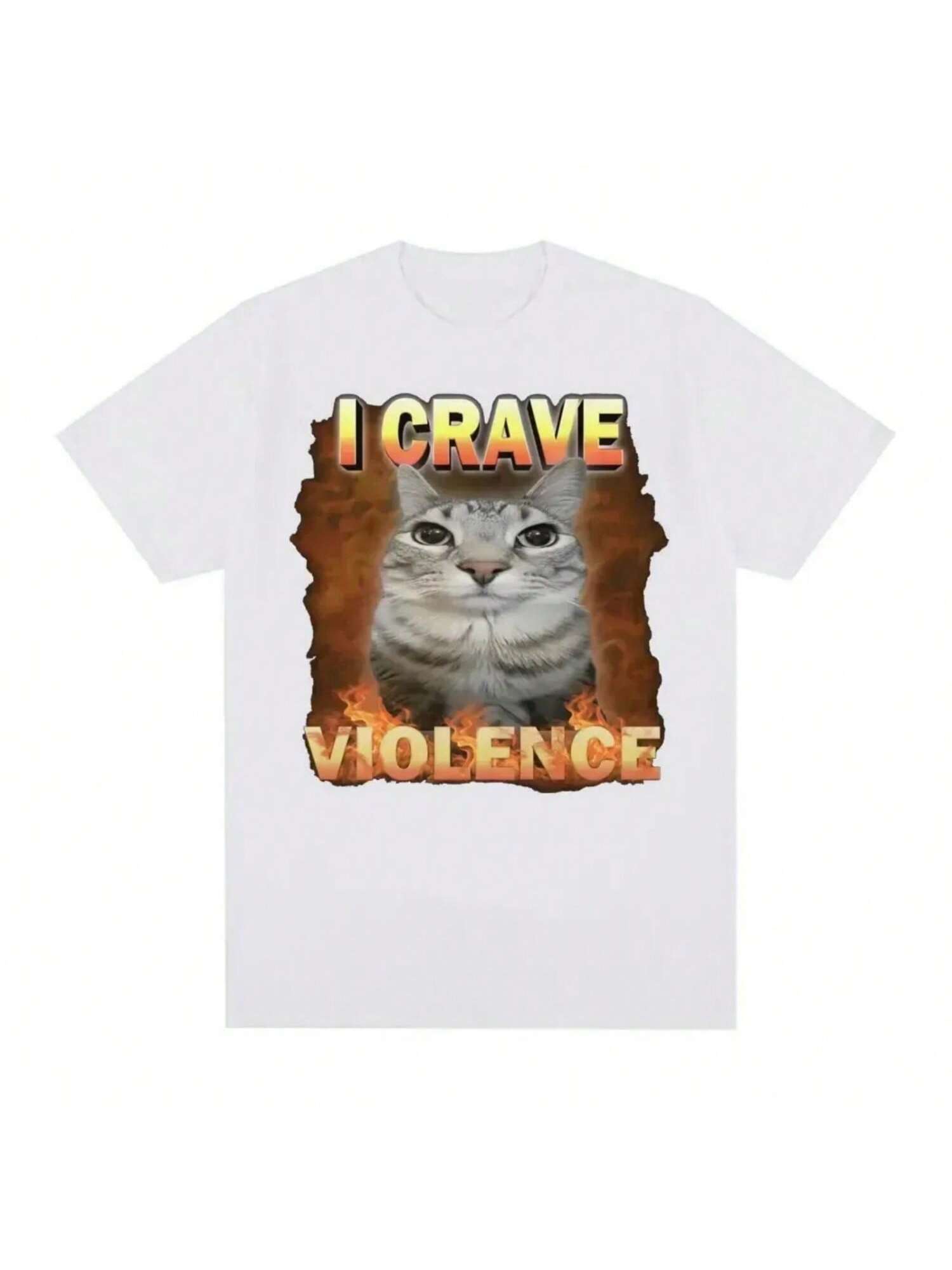 I Crave Violence Funny Cat Meme T Shirts Women Harajuku Fashion Cute T-Shirt Graphic T Shirts Harajuku Women Clothing S разноцветный